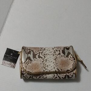 Nwt Danielle Creations Metallic Snake Mirrored Makeup Bag Fully Lined